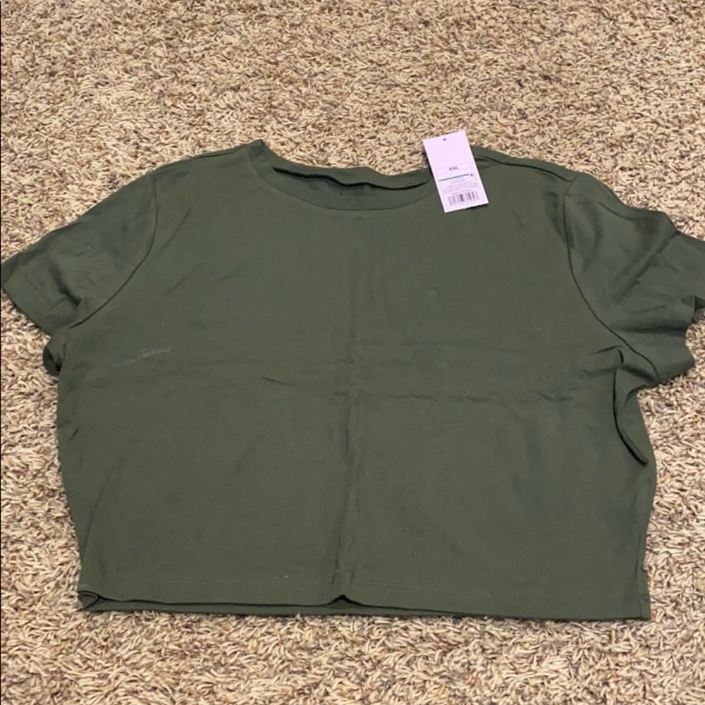 Army green crop top